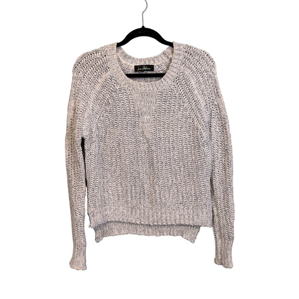 Sam Edelman Sweater Womens S Light Blue Metallic Ribbed Knit Crew Neck Pullover